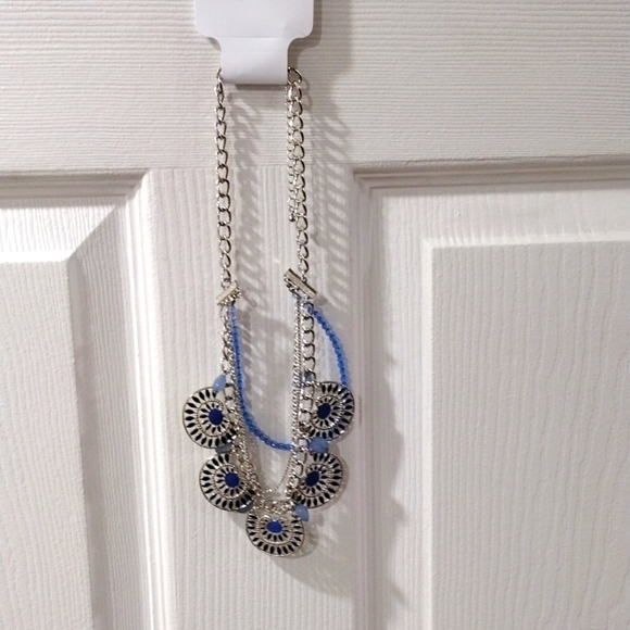 Charming Charlie Layered Silver tone & Blue Filigree Beaded Necklace - Women - Picture 9 of 9